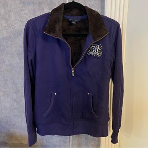 Tommy Hilfiger purple fleece lined zip up sweatshirt Sweater S / P Small Hoodie